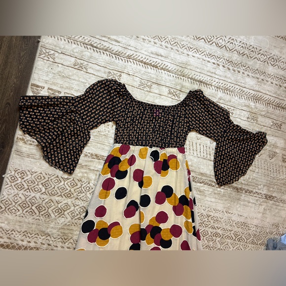 Save the Queen Italian Sheer Midi Dress Bell Sleeves Polka Dot NWT M - Picture 4 of 7